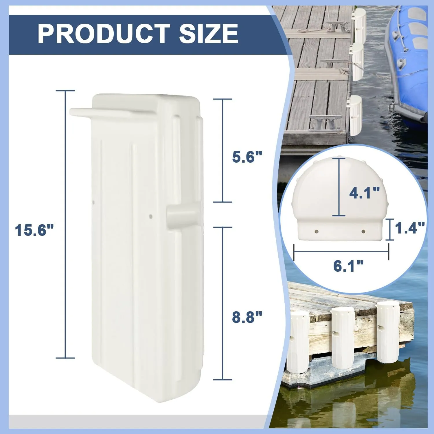 2 or 1 Pack Boat Dock Bumpers, Dock Fenders for Dock Edge Protection, Anti-Crack Marine Dock Bumpers with Stainless Steel Mounting Hardware, Protect Boats and Dock