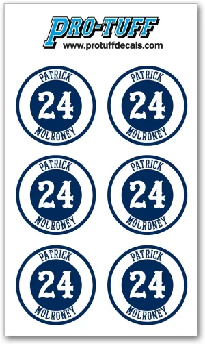 Bat Knob Decals for Baseball Softball Traditional Old Fashioned Letters Number Bats Handle Stickers Set of 4 (Navy/White)