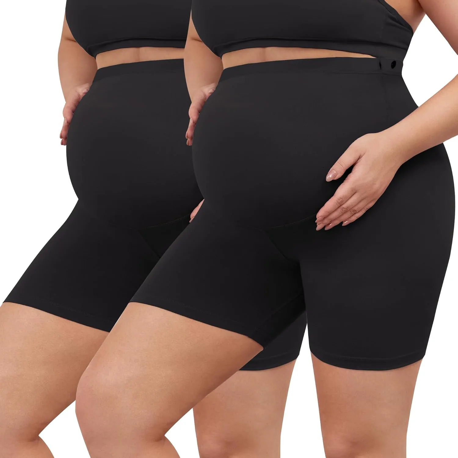 BONVIGOR Buttercloud Maternity Shorts Over The Belly- 5" Plus Size Pregnancy Biker Shorts Women Workout Yoga