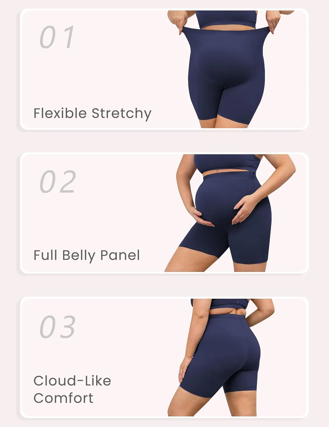 BONVIGOR Buttercloud Maternity Shorts Over The Belly- 5" Plus Size Pregnancy Biker Shorts Women Workout Yoga