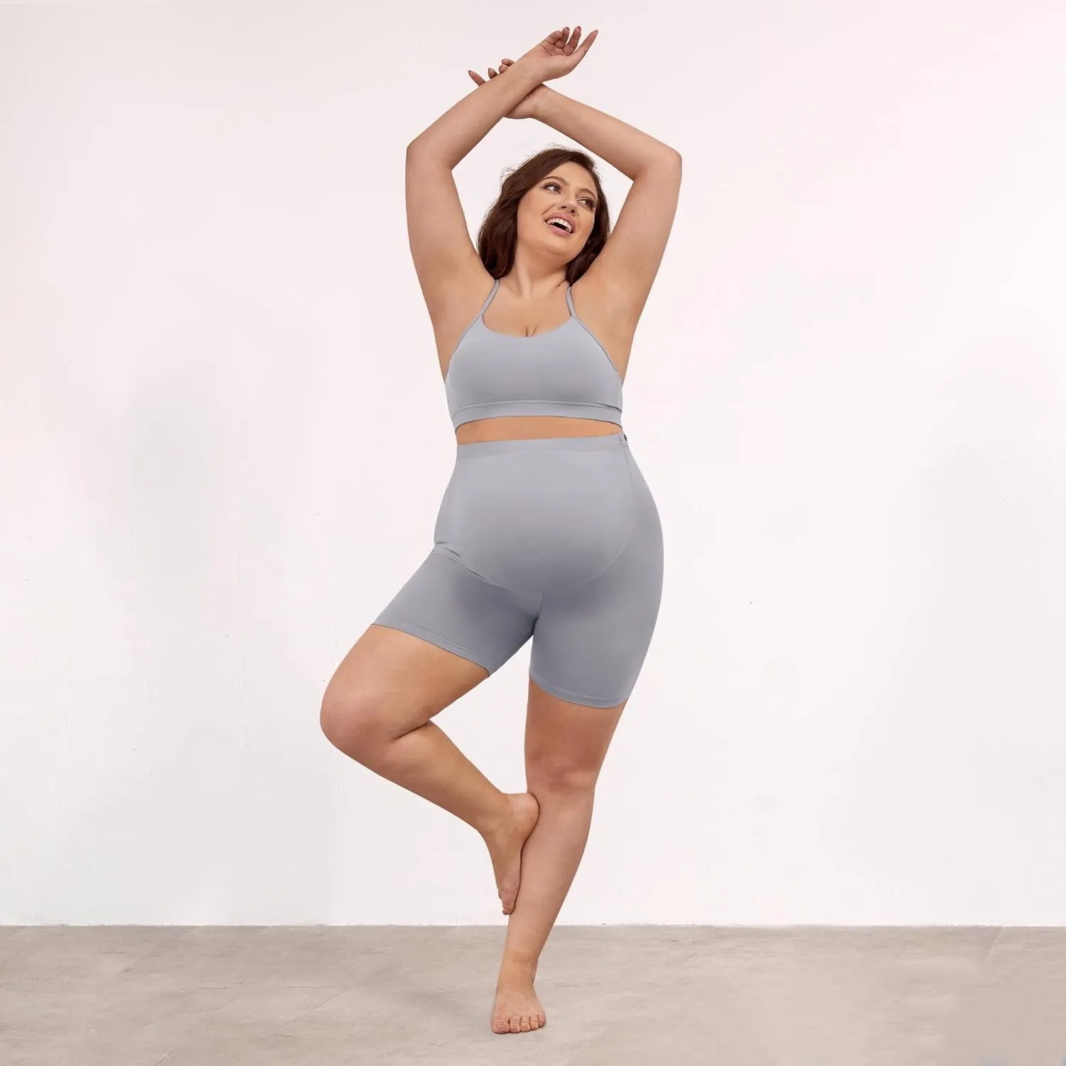 BONVIGOR Buttercloud Maternity Shorts Over The Belly- 5" Plus Size Pregnancy Biker Shorts Women Workout Yoga