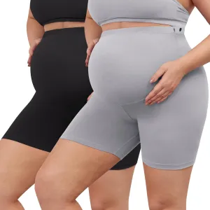 BONVIGOR Buttercloud Maternity Shorts Over The Belly- 5" Plus Size Pregnancy Biker Shorts Women Workout Yoga