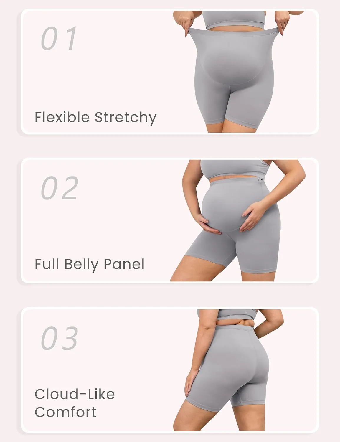 BONVIGOR Buttercloud Maternity Shorts Over The Belly- 5" Plus Size Pregnancy Biker Shorts Women Workout Yoga