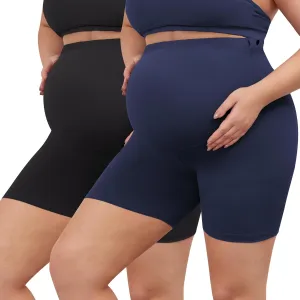 BONVIGOR Buttercloud Maternity Shorts Over The Belly- 5" Plus Size Pregnancy Biker Shorts Women Workout Yoga