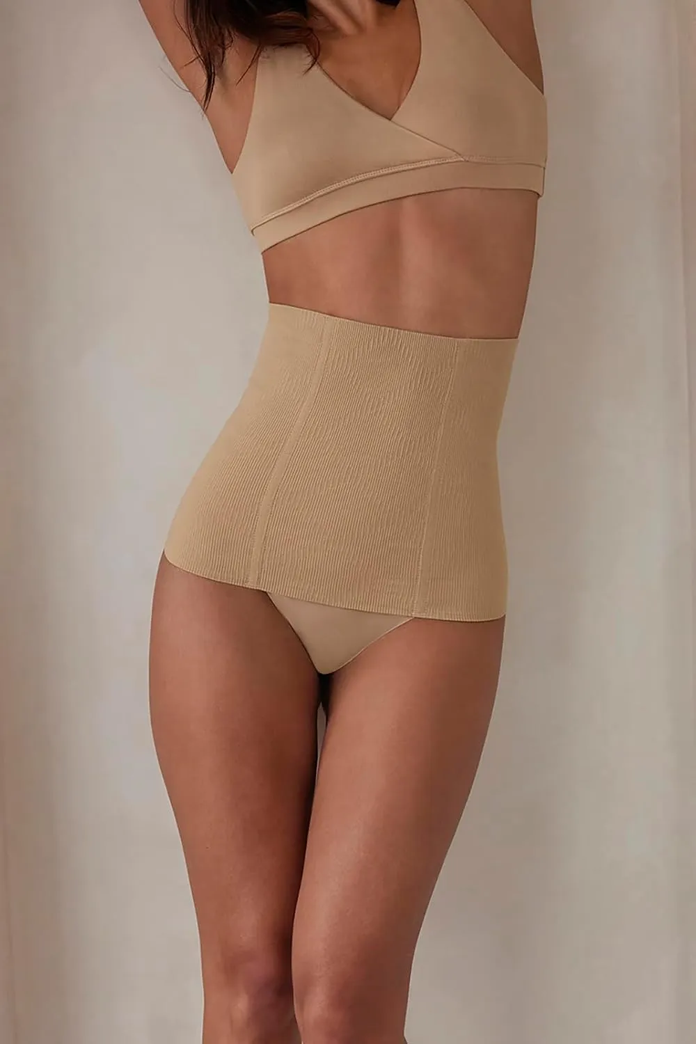 BUMPSUIT Postpartum Waist Trainer for Women Lower Belly Fat, Seamless Elastic Fabric Pull Up Style Tummy Control Shapewear