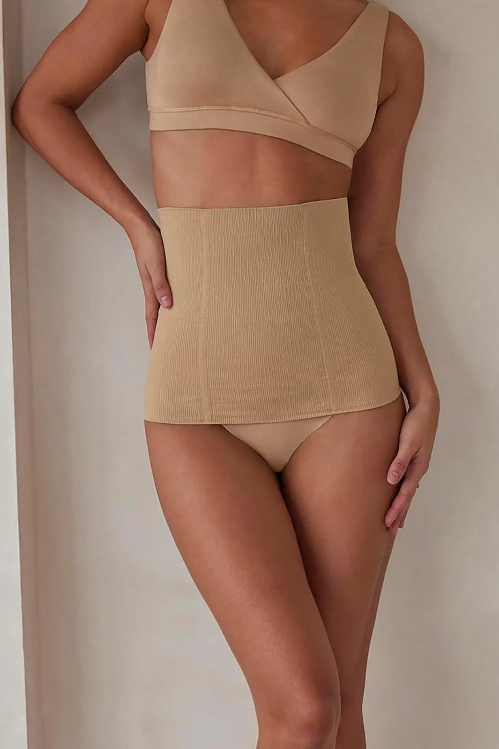 BUMPSUIT Postpartum Waist Trainer for Women Lower Belly Fat, Seamless Elastic Fabric Pull Up Style Tummy Control Shapewear