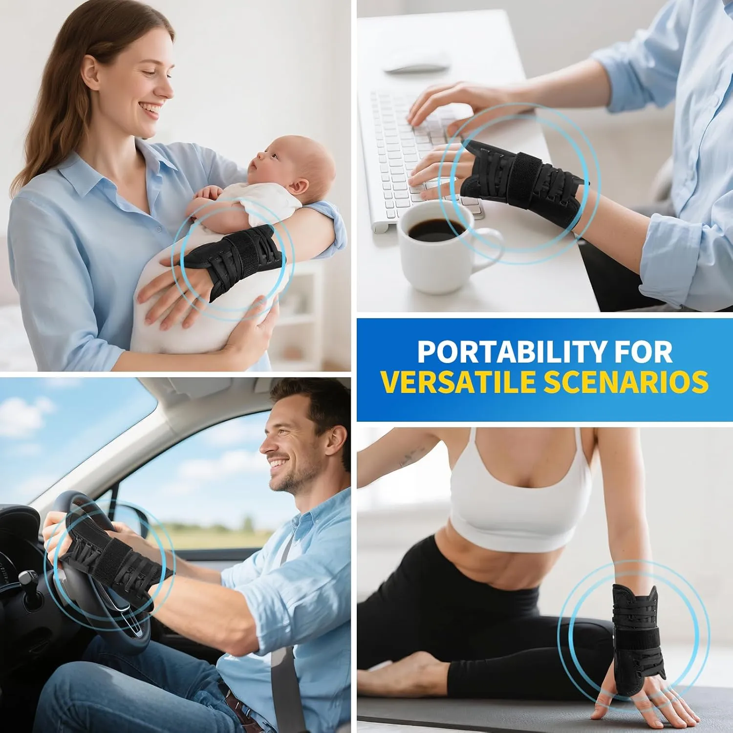 CAMBIVO Carpal Tunnel Wrist Brace with 3 Adjustable Straps, Breathable Wrist Brace with 2 Palm-Sided Stabalizers for Arthritis, Tendinitis, Carpal Tunnel, Sprain, and Recovery(M/L, Right)