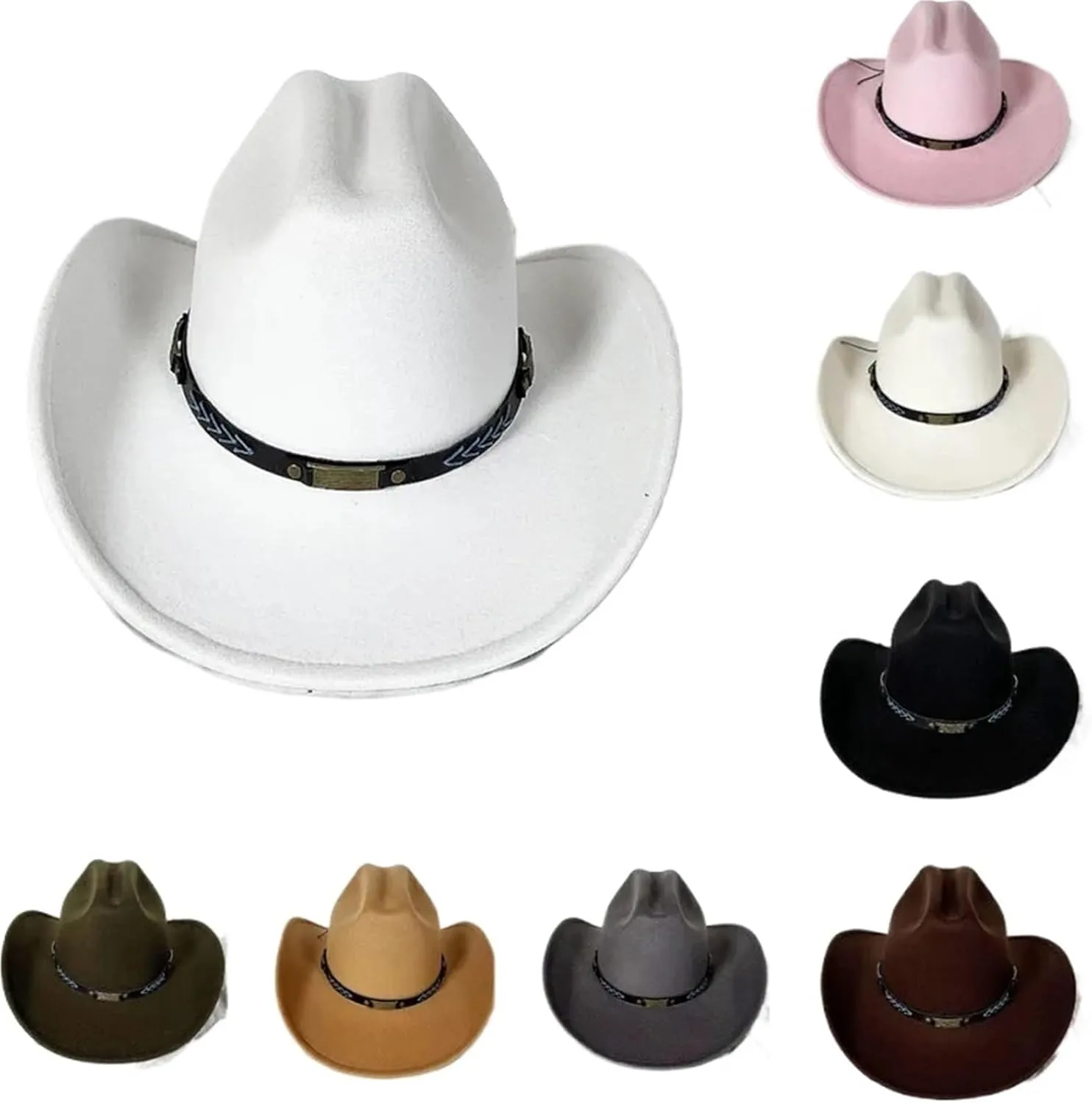 Cowboy Hat Men Western Cowboy Hat for Gentleman Lady Cowgirl Jazz Hat Wide Brim Felt Fedora Hat Sombrero Hombre