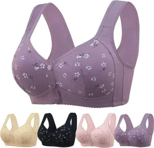 Daisy Bras for Women No Underwire Front Closure Comfort Senior Wireless Snap Closing Bra