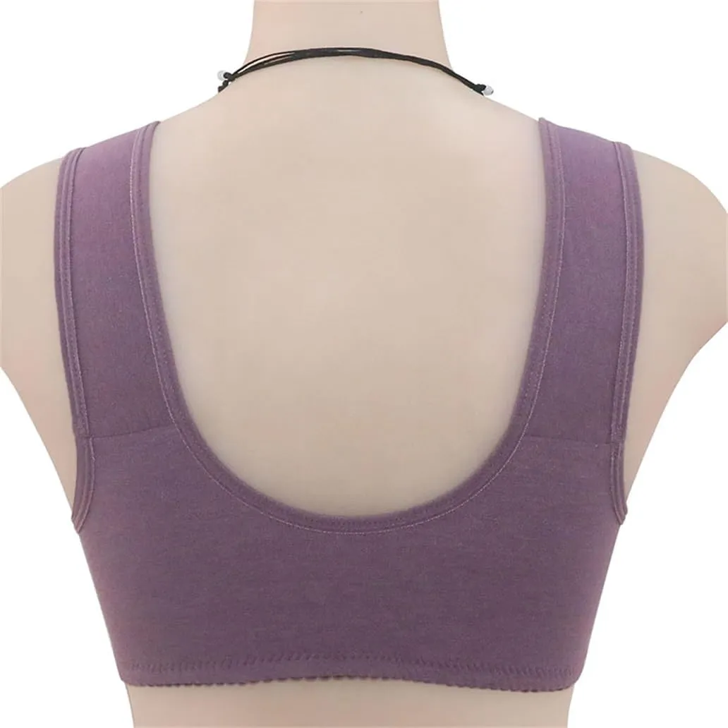 Daisy Bras for Women No Underwire Front Closure Comfort Senior Wireless Snap Closing Bra