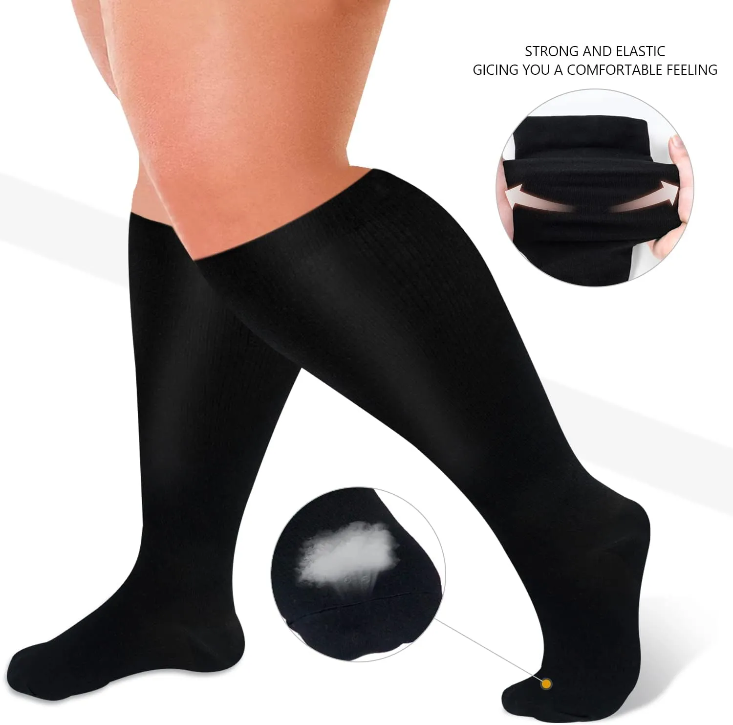 Diu Life 3 Pairs Plus Size Compression Socks for Women and Men Wide Calf Extra Knee High Support for Circulation