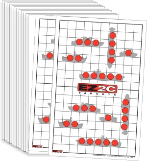 EZ2C Four Game Style Target Paper for Gun Shooting Range, Compatible with Handgun, Rifle and Pistol, Made in USA (11x17 inch)