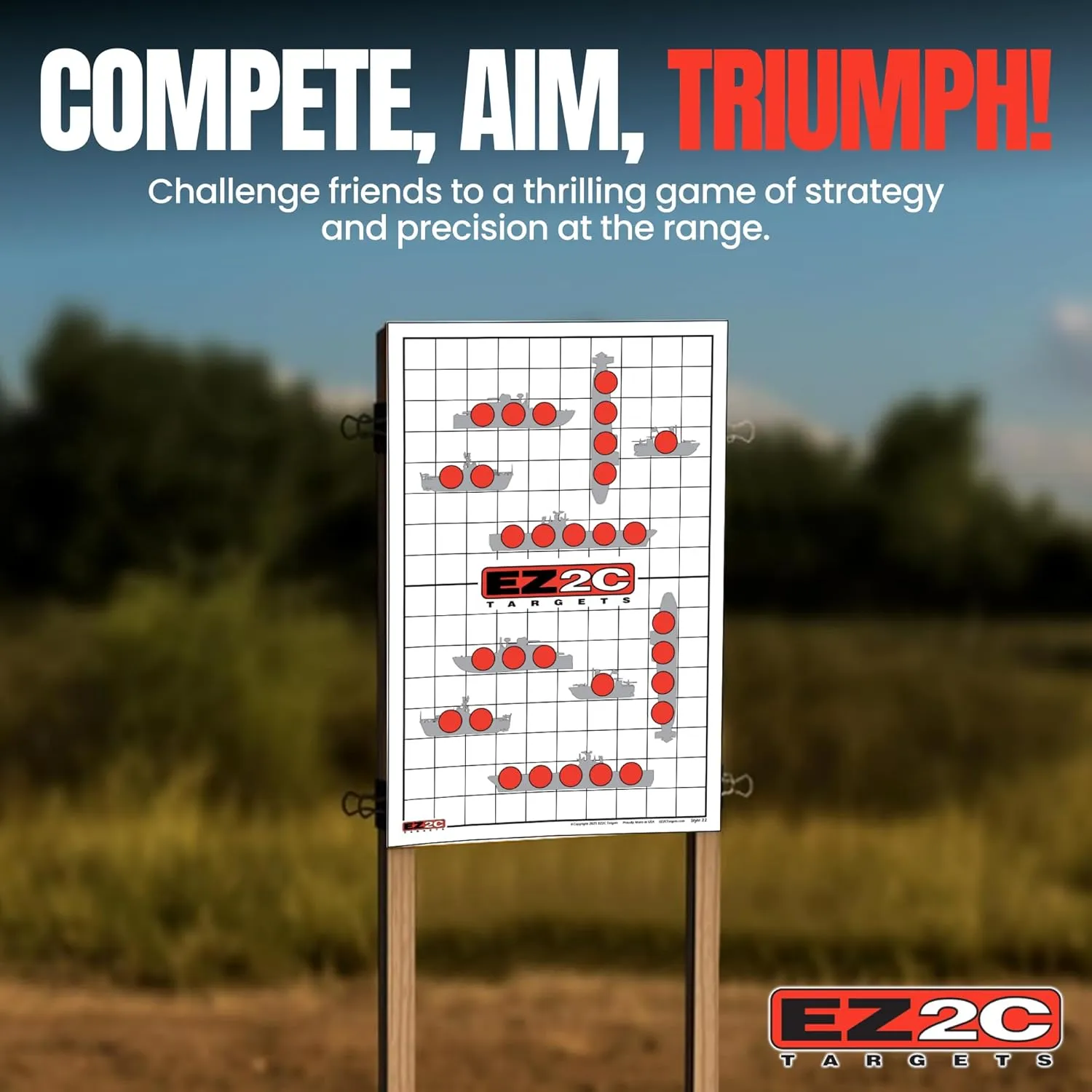 EZ2C Four Game Style Target Paper for Gun Shooting Range, Compatible with Handgun, Rifle and Pistol, Made in USA (11x17 inch)