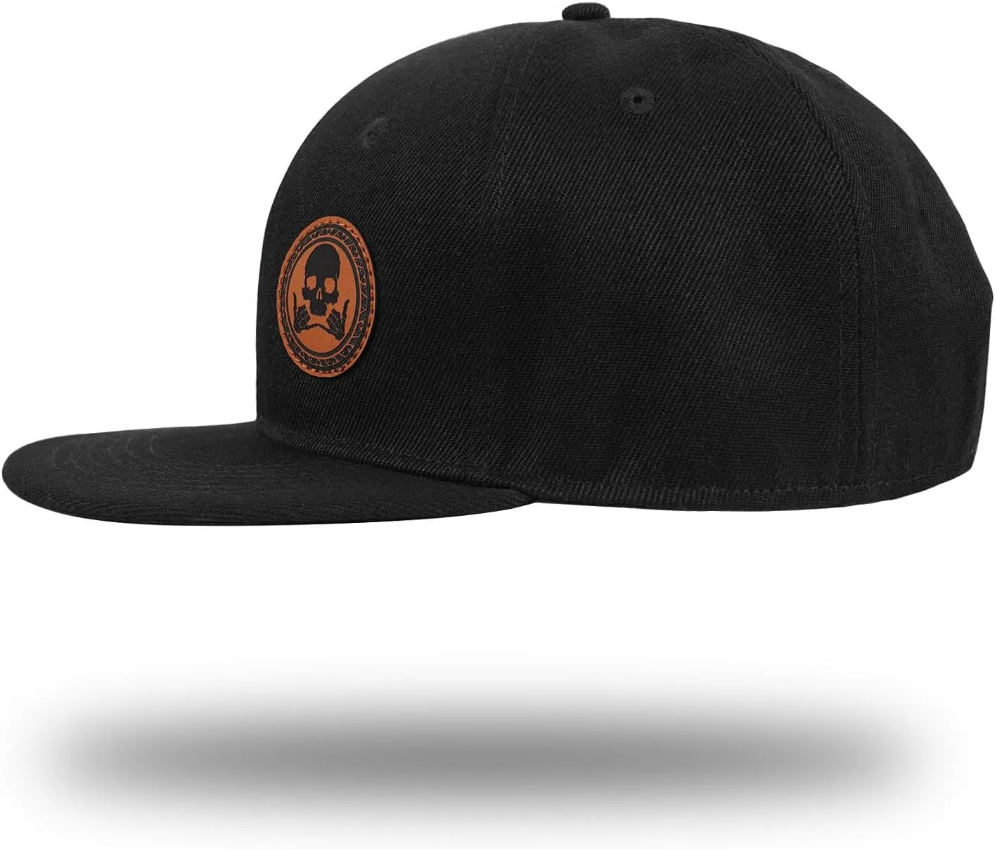 Flat Brim Hats for Men - Gothic Style Skull Hat Leather Pattern - Hip-Hop Snapback Hat Skeleton Hats for Men