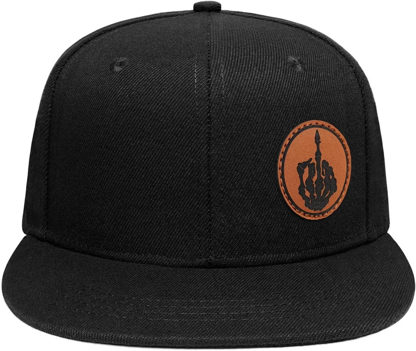 Flat Brim Hats for Men - Gothic Style Skull Hat Leather Pattern - Hip-Hop Snapback Hat Skeleton Hats for Men