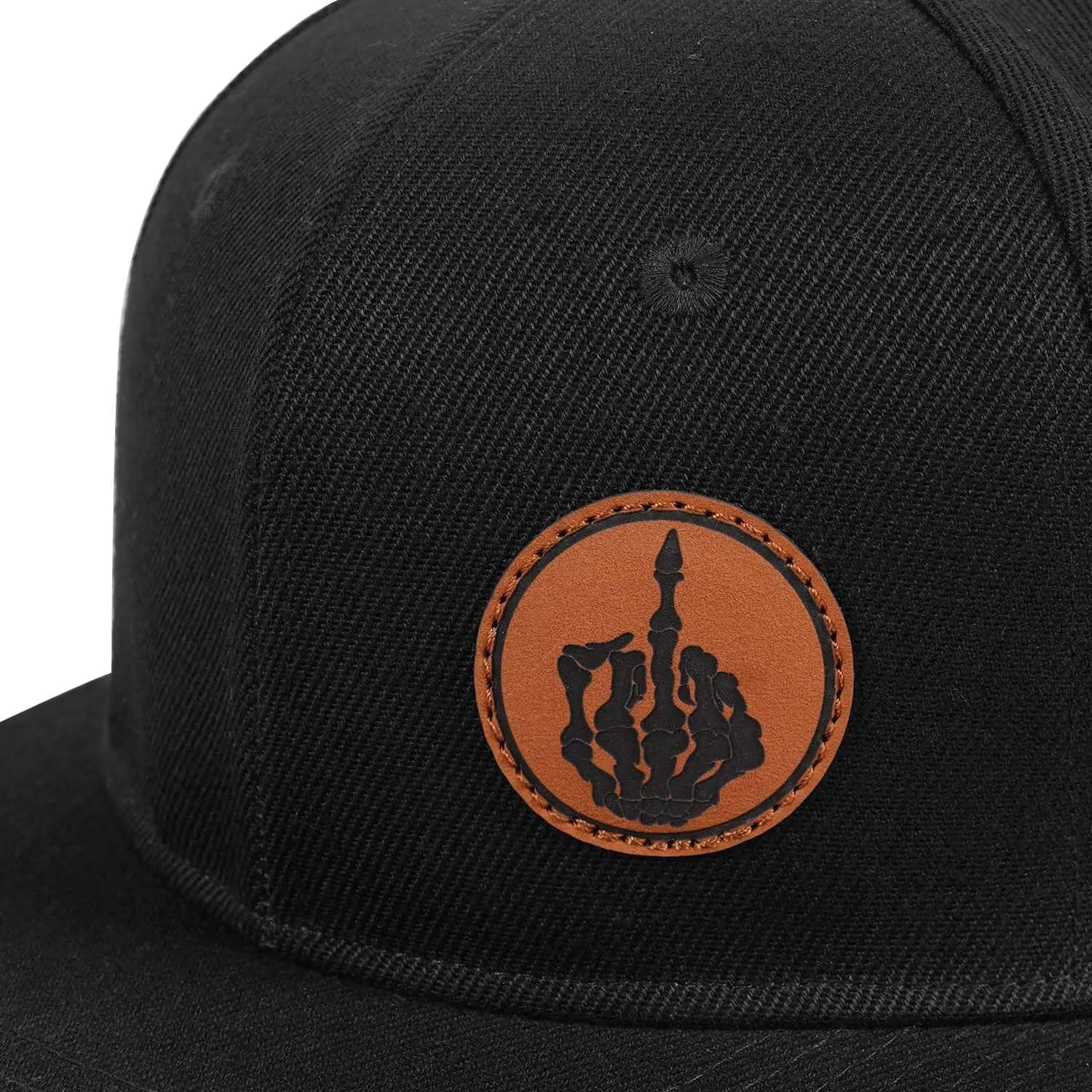 Flat Brim Hats for Men - Gothic Style Skull Hat Leather Pattern - Hip-Hop Snapback Hat Skeleton Hats for Men