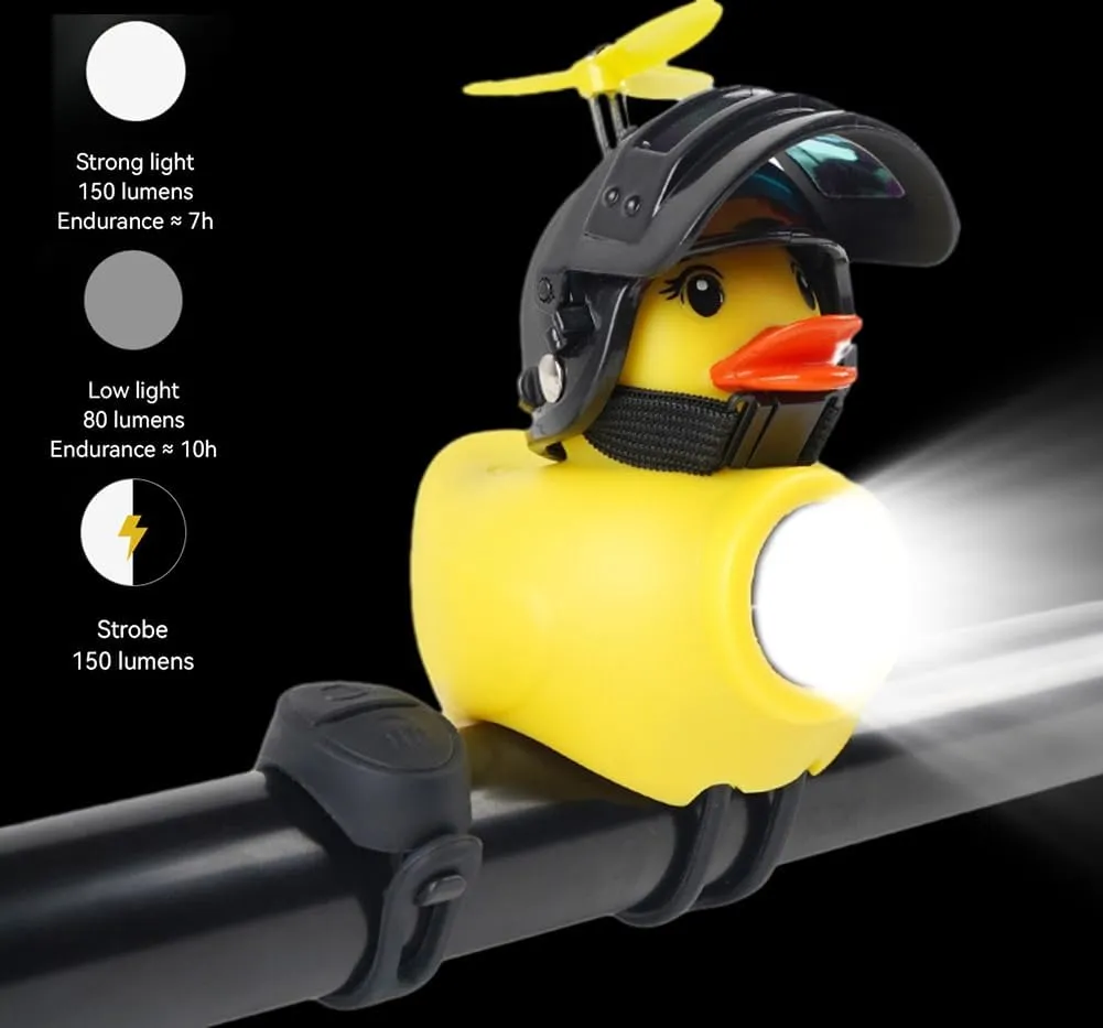 Lovely Yellow Duck Bike Bell, Kids Bike Horn, Rubber Yellow Duck Bicycle Accessories with LED Light - for Kids Toddler Children Adults Sport Outdoor