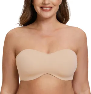 MELENECA Women's Strapless Bra for Large Bust Minimizer Unlined Bandeau with Underwire