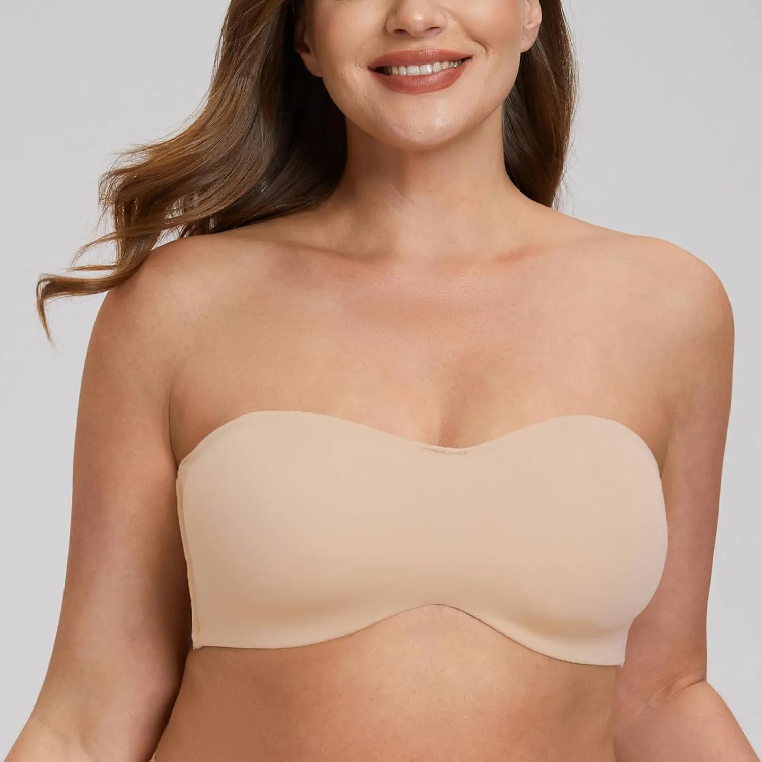 MELENECA Women's Strapless Bra for Large Bust Minimizer Unlined Bandeau with Underwire