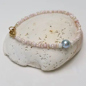 petal pink and blue akoya bracelet