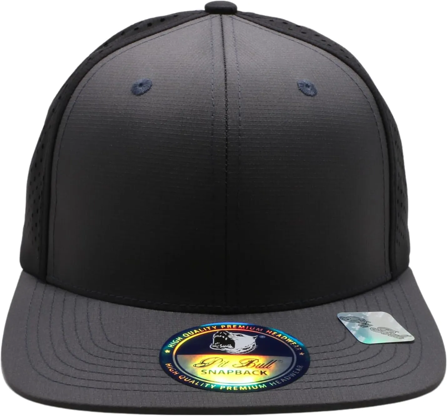 Pit Bull Premium Headwear Cambridge Perforated Mesh Flat Bill Brim Adjustable Snapback Hat Baseball Cap for Men & Women