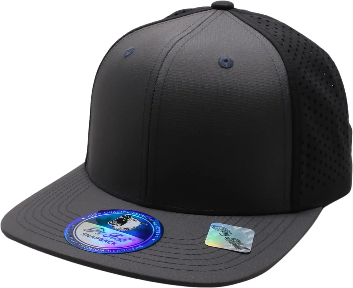 Pit Bull Premium Headwear Cambridge Perforated Mesh Flat Bill Brim Adjustable Snapback Hat Baseball Cap for Men & Women