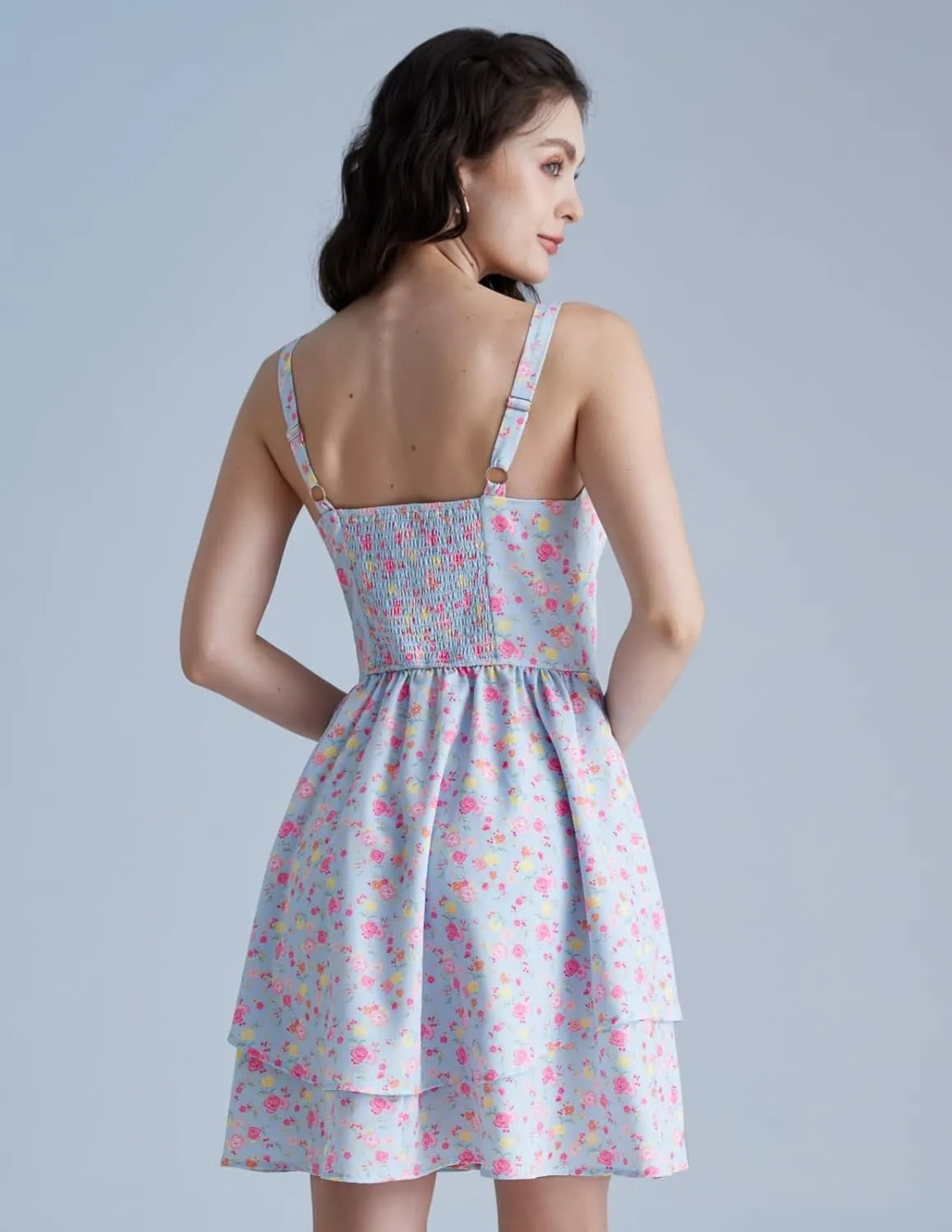 Scarlet Darkness Floral Corset Dress for Women Ruffle Mini Dress Summer Sundress