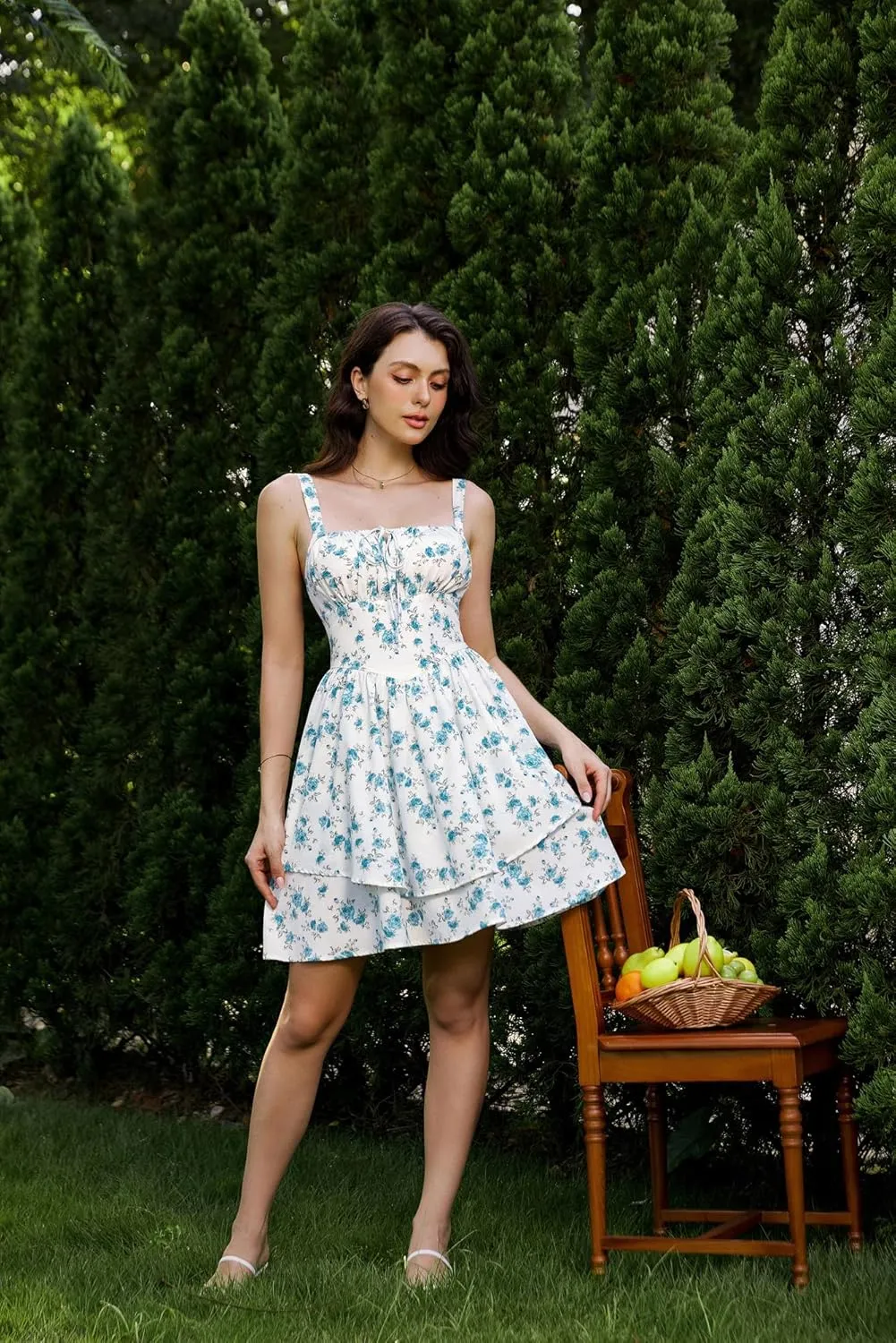 Scarlet Darkness Floral Corset Dress for Women Ruffle Mini Dress Summer Sundress