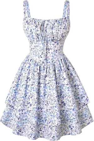 Scarlet Darkness Floral Corset Dress for Women Ruffle Mini Dress Summer Sundress