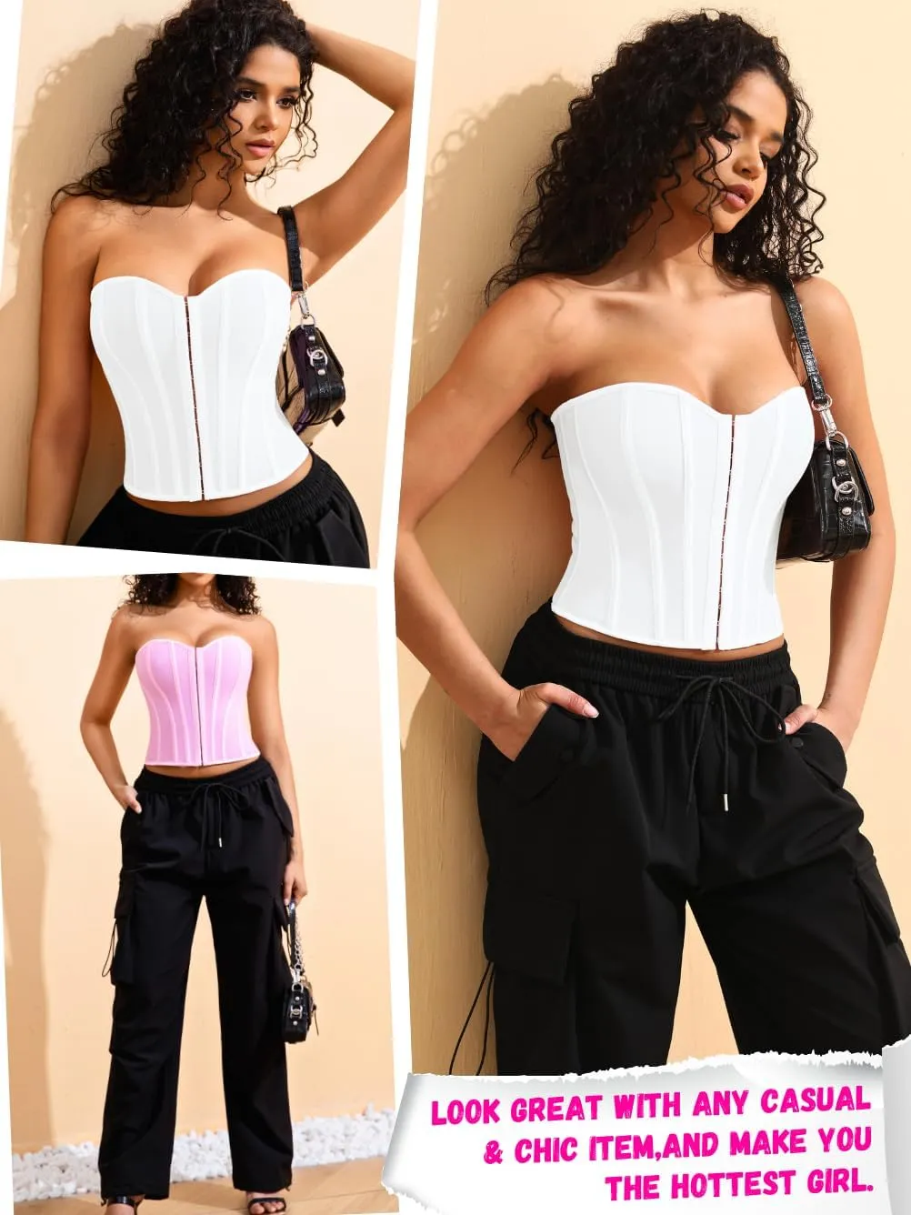 Sexy Strapless Corset For Women, Lace Up Backless Crop Tube, Going Out Bandeau Top