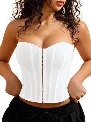 Sexy Strapless Corset For Women, Lace Up Backless Crop Tube, Going Out Bandeau Top