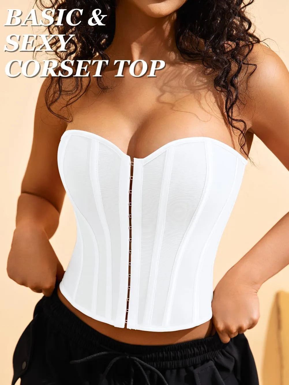 Sexy Strapless Corset For Women, Lace Up Backless Crop Tube, Going Out Bandeau Top