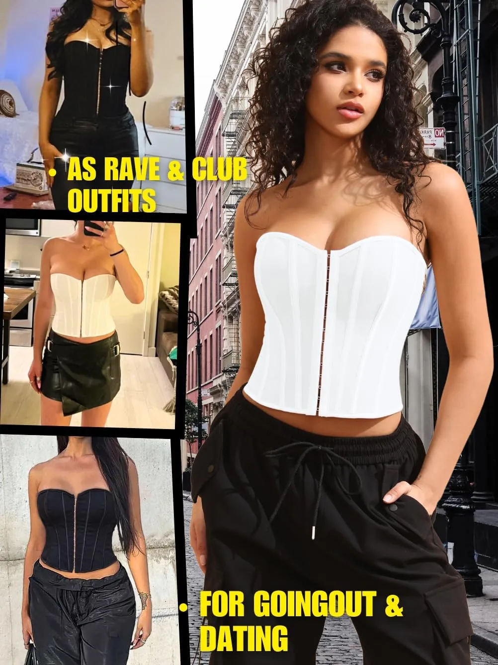 Sexy Strapless Corset For Women, Lace Up Backless Crop Tube, Going Out Bandeau Top