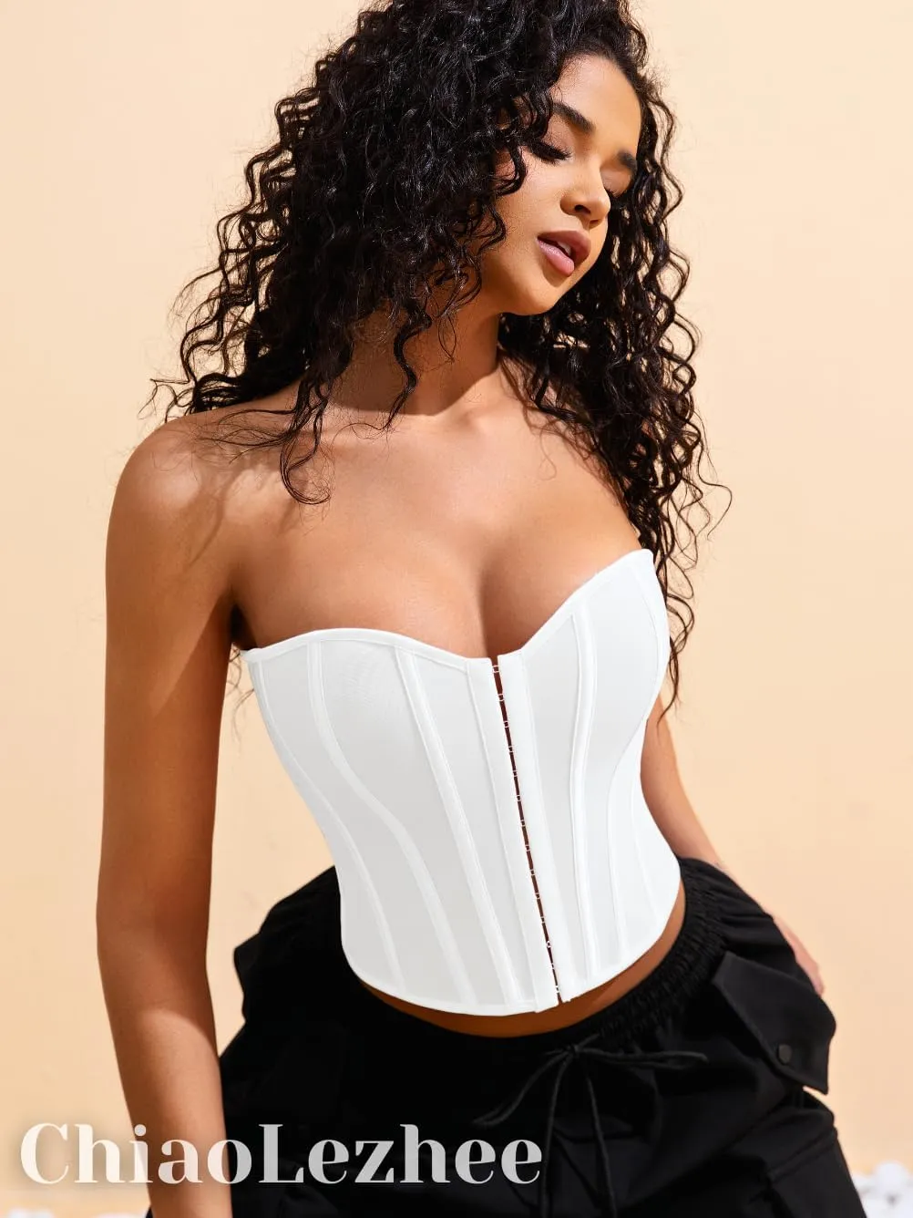 Sexy Strapless Corset For Women, Lace Up Backless Crop Tube, Going Out Bandeau Top