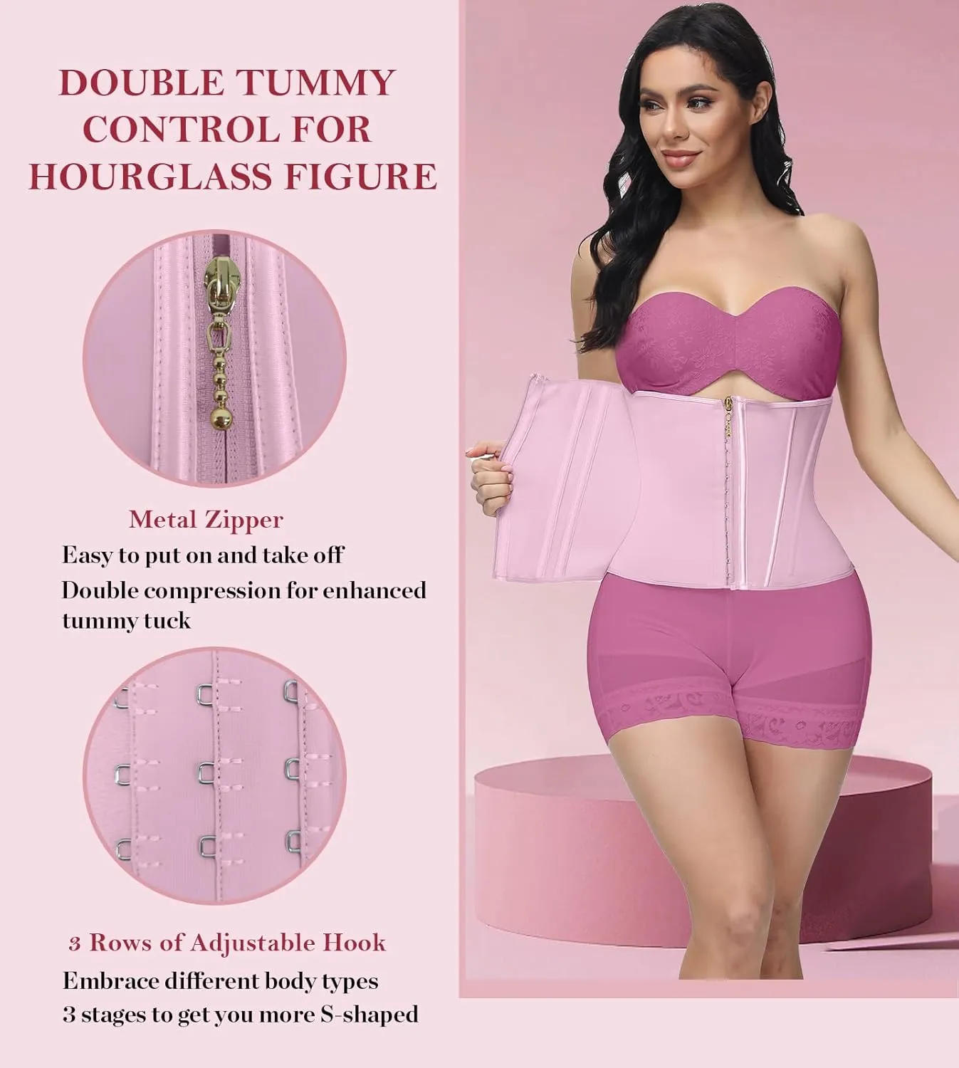 SHAPSHE Waist Trainer for Women Tummy Control Waist Cincher Workout Corset Shapewear Body Shaper