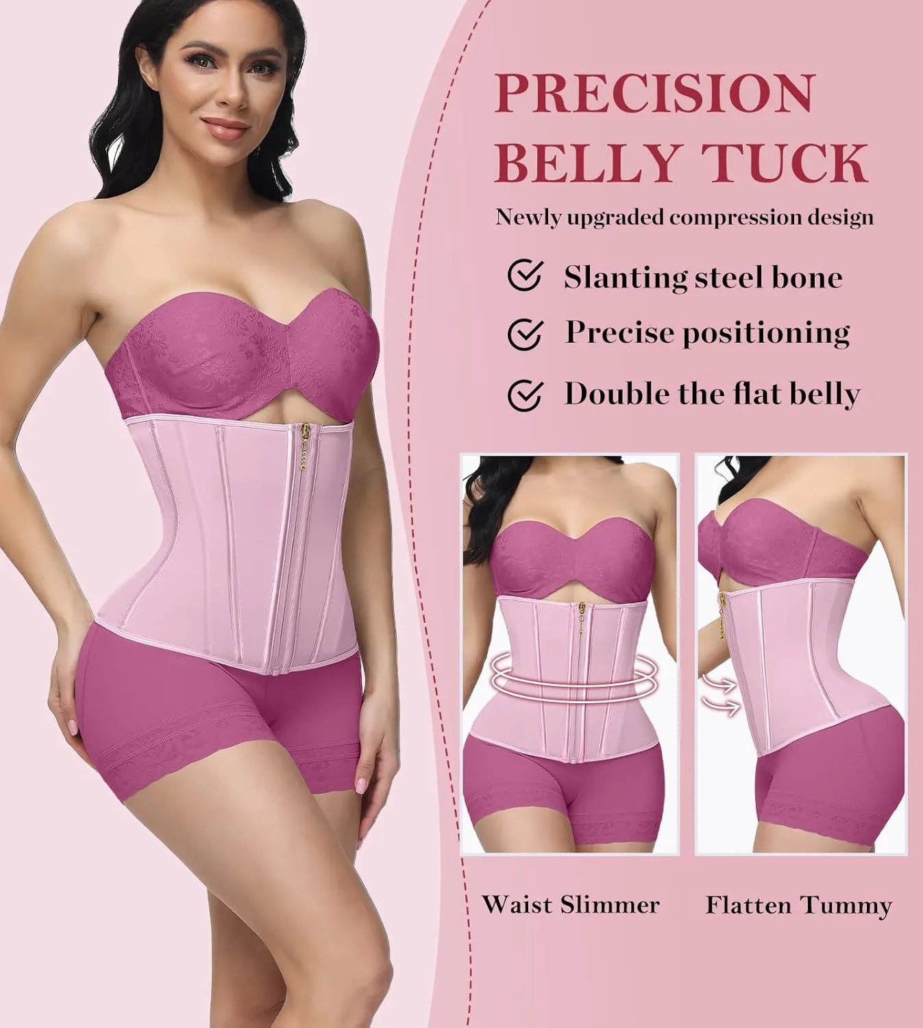 SHAPSHE Waist Trainer for Women Tummy Control Waist Cincher Workout Corset Shapewear Body Shaper