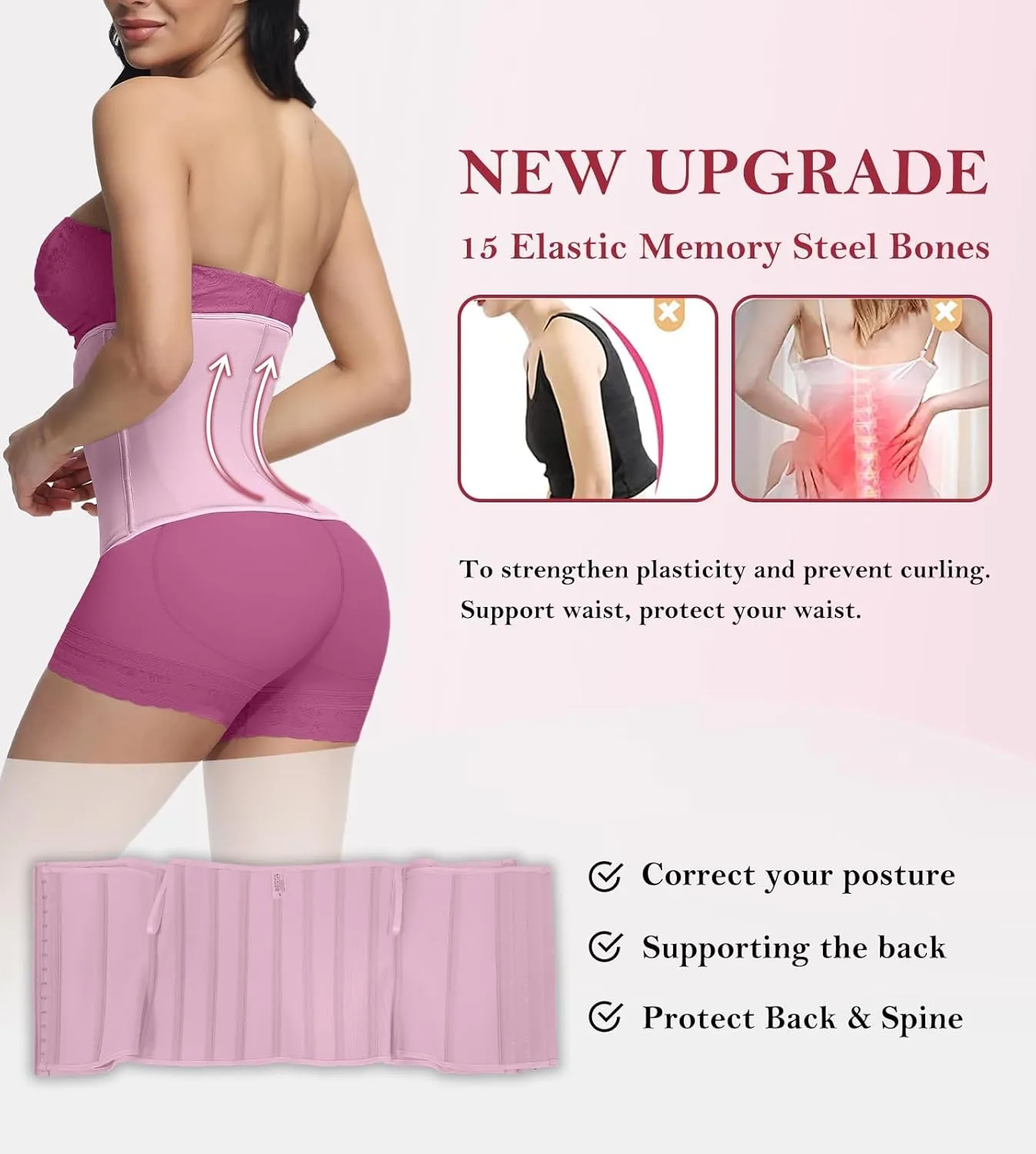 SHAPSHE Waist Trainer for Women Tummy Control Waist Cincher Workout Corset Shapewear Body Shaper