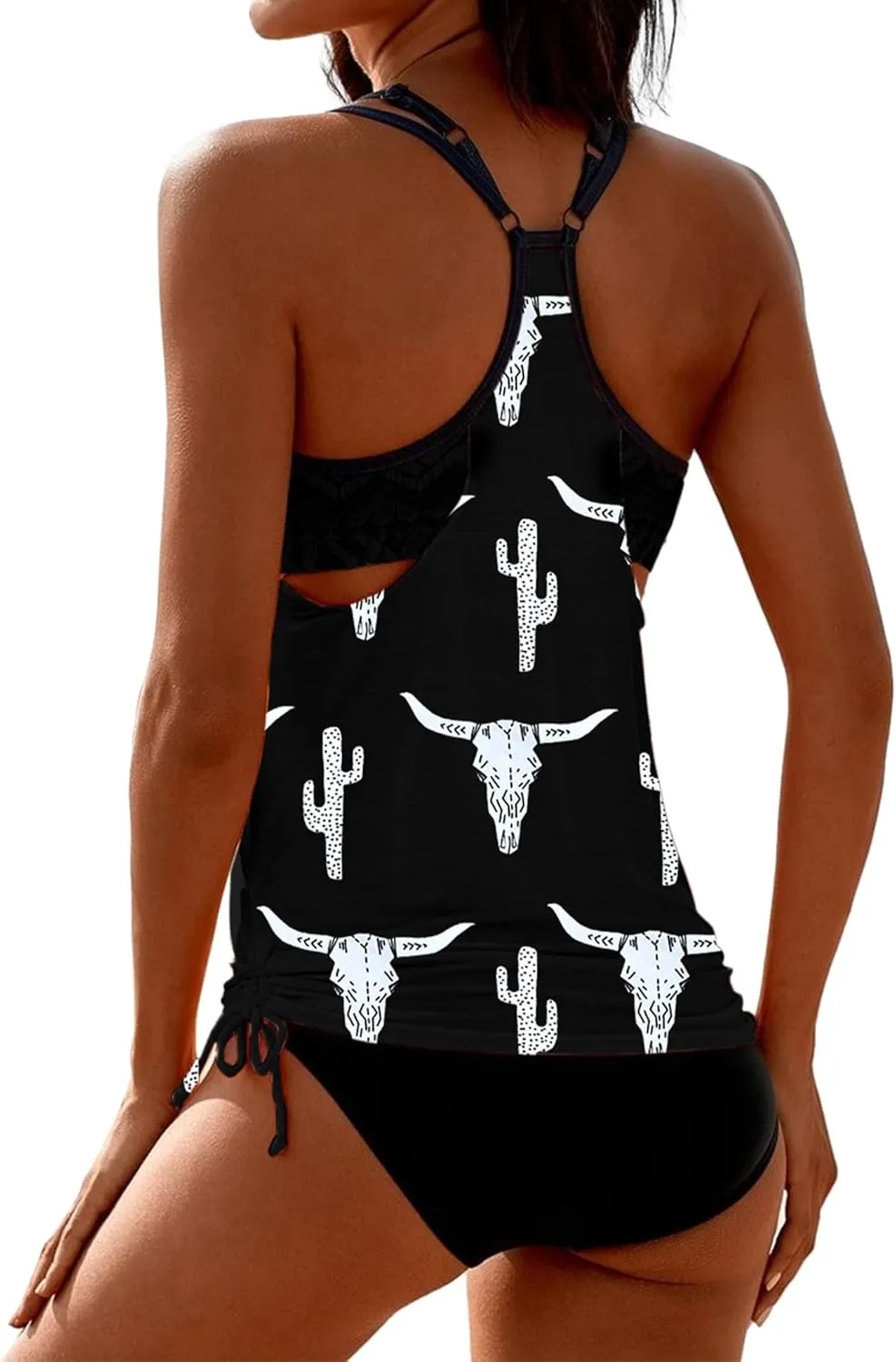 SHESHOW Cowgirl Style Tankini Swimsuits for Women Scoop Neck Ruched Blouson and Bottom 2 Piece Bathing Suits S-XXL