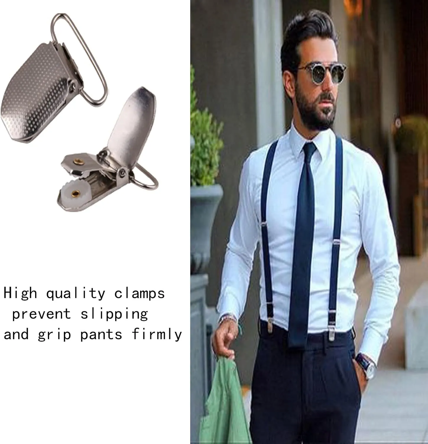 Suspenders Bow Tie for Men and Women - Adjustable Tall stature Elastic Y Back Style With Strong Metal Clips
