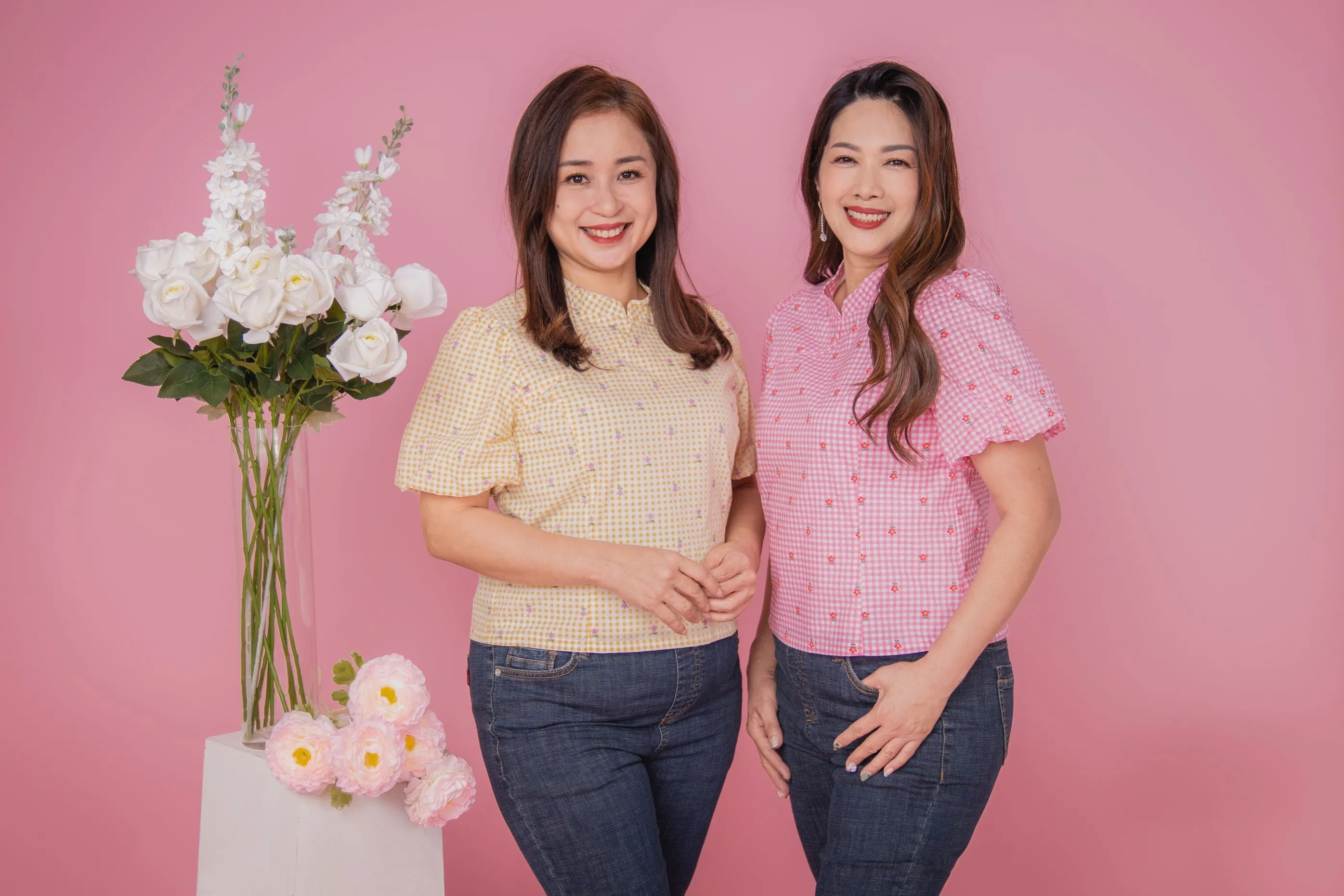 Sweet Flower Checked Blouse