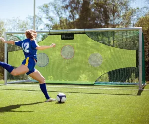 Vallerta Skill-Shot Professional Soccer Shooting Practice Target Net & Rebounder. 7 Zone, Colored Fluorescent Goal Shot Scoring & Training Aid. Soccer Frame Not Included.(12x6 Ft.)