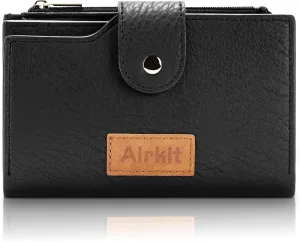 Wallets for Women Bifold Credit Card Holder, Rfid Blocking, ID Window, Western Slim Wallet with Zipper Coin Pocket for Ladies, Ebony Black