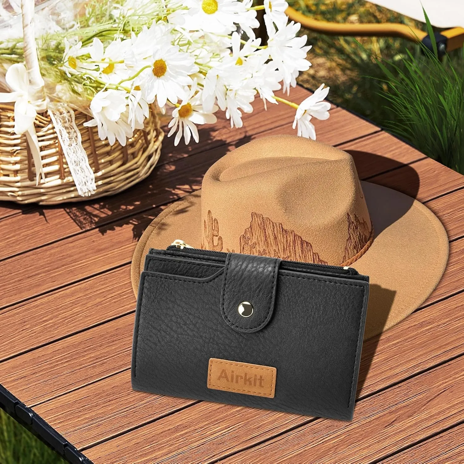 Wallets for Women Bifold Credit Card Holder, Rfid Blocking, ID Window, Western Slim Wallet with Zipper Coin Pocket for Ladies, Ebony Black